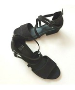 Eileen Fisher Kyra Sandal Black Nubuck leather Block Heel Zip Back Sz 6 ... - $109.62 CAD