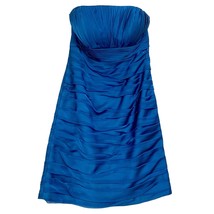 Bill Levkoff Ruched Pleated Strapless Cocktail Dress Ruffle Blue Size 10 Prom - £60.28 GBP