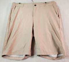 Pebble Beach Shorts Men Size 36 Tan Polyester Slash Pocket Flat Front Light Wash - £12.96 GBP