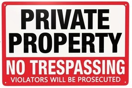 Private Property No Trespassing 8&quot; x 12&quot; Metal Sign NEW! - £7.05 GBP