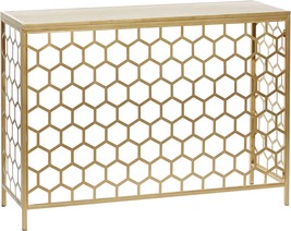 Deco 79 Metal Rectangle Console Table With Brown Wood Top, 42&quot; X 14&quot; X 30&quot;, Gold - £138.28 GBP