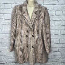 Vintage Herman Kay Womens L Double Breasted Wool Blend Coat Pink Herring... - £47.55 GBP