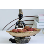 African Woman Statue Sculpture Tribal Art Figurine Storage Tray Home Dec... - £29.36 GBP