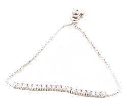 925 Silver  White Cubic Zirconia Adjustable Child Box Chain Bracelet  BT... - $49.90