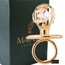 Matashi 24K Gold Plated Baby&#39;s First Christmas Holiday Crystal Pendant Ornament - £14.38 GBP