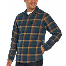 Orvis Double Brushed Flannel Plaid &amp; Check Shirt , Green Multi Plaid , L... - $55.43