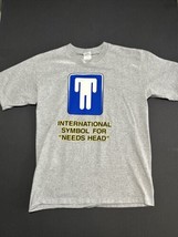 Vintage Internation Symbol For Needs Head Funny Adult Humor Anvil Shirt Medium - £10.10 GBP
