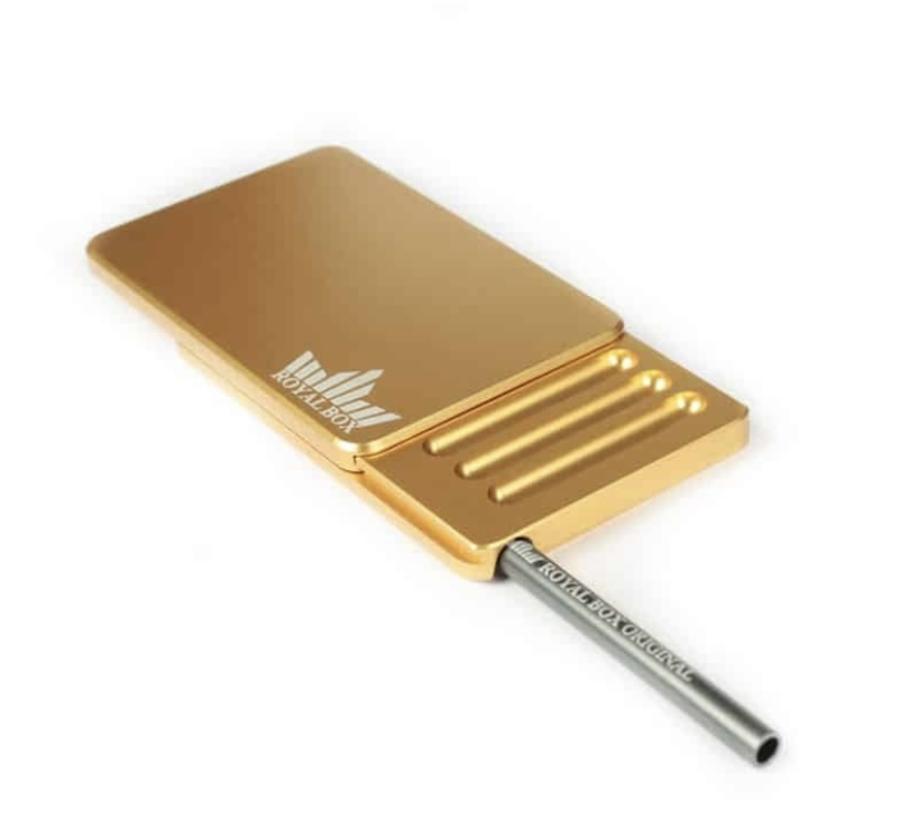 Royal Box Classic Gold 8 Slot Luxury Snuff Box Built in 3” Metal Straw Item image 2