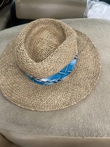 Scala Seagrass Straw Sun Hat Blue Tropical Unisex Size L/XL - $16.83