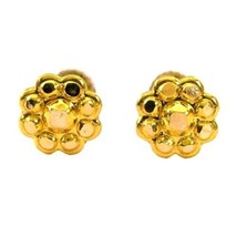 Ethnic Indian 14k Solid Real Gold Studded EAR Studs PAIR Silver Push Back - $43.16