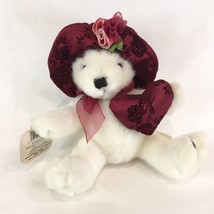 NWT New Dandee Stuffed Animal Plush White Bear In Hat With Matching Fabric Heart - £8.50 GBP