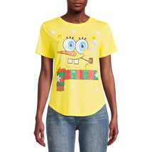 SpongeBob SquarePants Women&#39;s Short Sleeve Christmas Graphic T-Shirt Yel... - $20.43