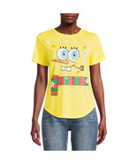 SpongeBob SquarePants Women&#39;s Short Sleeve Christmas Graphic T-Shirt Yel... - $28.03 CAD