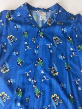 Vintage Disney Men Hawaiian Shirt Mickey Mouse Blue Floral 100% Rayon Small S - £19.44 GBP