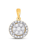 14kt Yellow Gold Womens Round Diamond Flower Cluster Pendant 1/2 Cttw - £558.90 GBP