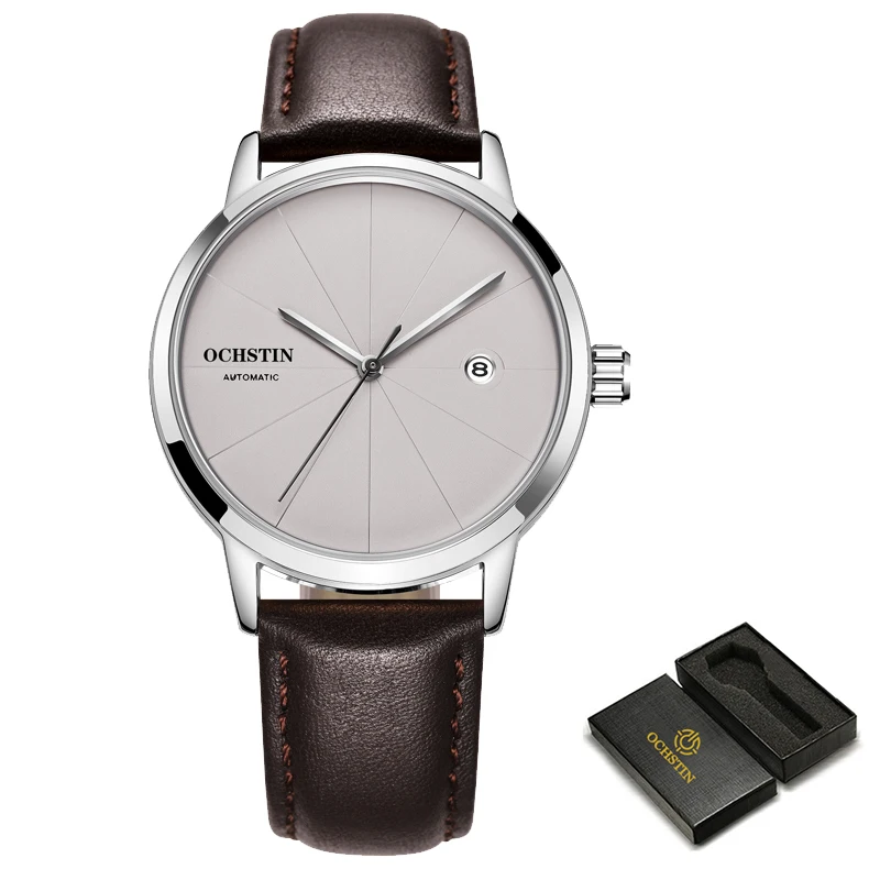 Men Watch Automatic Mechanical Bussiness Leather Strap Wristwatches Wate... - $52.35