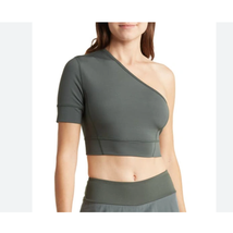 Z by Zella *Feel Inspired* One Shoulder Crop Top | Green, Size M - £14.65 GBP