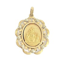 Vintage Madonna of Pompeii Religious Necklace Pendant 18K Yellow Gold, 5... - £635.48 GBP