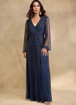 Together Azul Marino Cuentas Vestido Maxi Talla Grande GB 18 (fm133-30) - $94.51