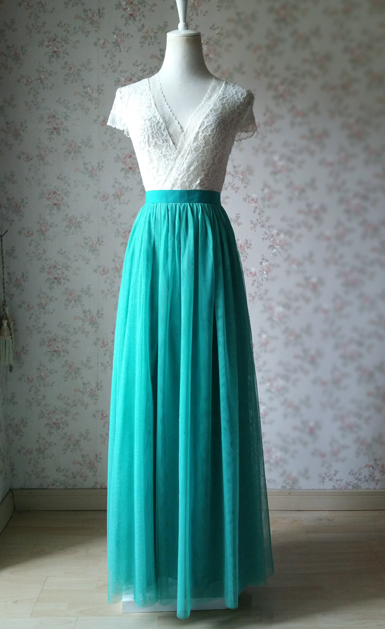 Maxi tulle skirt wedding green 60a 3