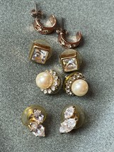 Lot of Small Square Double Marquis &amp; Round Pearl in Rim of Clear Rhinestone &amp; Go - £11.93 GBP