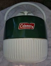 Vintage Coleman 1 Gallon Metal  Water Cooler Jug Green &amp; White with Cup ... - £36.93 GBP