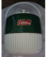 Vintage Coleman 1 Gallon Metal  Water Cooler Jug Green &amp; White with Cup ... - £36.75 GBP
