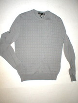 New Mens M NWT Calvin Klein Collection Merino Wool Sweater Gray Italy Squares  - £268.39 GBP