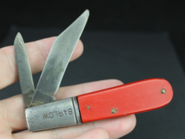 Vintage Barlow Camco Pocket Knife 2 Blades Estate Sale Old Delrin Red Handle! - £31.45 GBP
