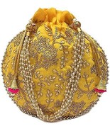 Mbience Ethnisch Damen Handtasche Potli Handgelenk mit Perlen &amp; Stickere... - £17.60 GBP