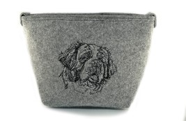 St. Bernard, Felt, gray bag, Shoulder bag with dog, Handbag, Pouch - $39.99