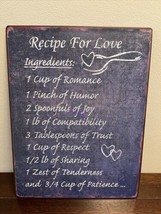 Kitchen Sign &quot;Recipe For Love&quot; tin metal sign 10&quot;x13&quot; - £7.95 GBP