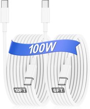 USB C to USB C Cable for Air Pro Charger 100W 5A 2Pack 10FT 6FT C to C Fast Char - £22.08 GBP