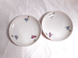 Saucers (2) White Ceramic Made in Japan Blue Stamp Pink Blue Floral 5 1/2&quot; Dia - £6.44 GBP