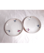Saucers (2) White Ceramic Made in Japan Blue Stamp Pink Blue Floral 5 1/... - £6.48 GBP