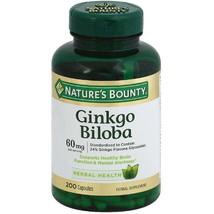 New Nature&#39;s Bounty Ginkgo Biloba 60mg Capsules (200ct) - £15.64 GBP