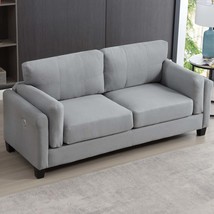 Modern Gray Linen Sofa: USB, Oversized &amp; Tufted - $574.99