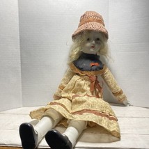 Vintage Porcelain Doll With Hat 19” Tall Pre-Owned See Description - $17.81