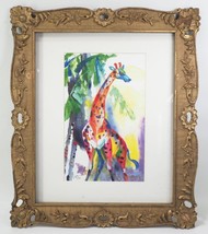 Colorato Giraffa Stampa Firmato Numerata IN Vintage Ornato Telaio Daniel Nietzs - £187.71 GBP