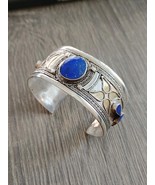Handmade 925 Sterling Silver Wide Cuff Lapis Lazuli 6&quot; In Bracelet Free ... - $1,094.95 MXN