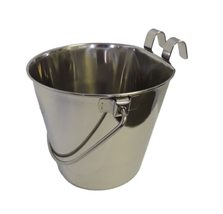 MPP Dog Animal Pet Flat Sided Hanging Feeding Water Pails Stainless Steel Hook O - $20.80+