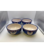 Set of 4 Vietri Italy Pottery CAMPAGNA CHICKEN Blue Soup / Cereal Bowls - $2,980.92 MXN