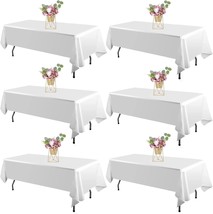 6 Pack White Tablecloths for Rectangle Tables 60 x 84 Inch Wrinkle Resis... - $72.37