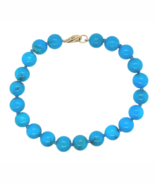 Fine 8mm Ithaca Peak Blue Genuine Turquoise Bead Bracelet w/Lobster Clas... - $18,611.66 MXN