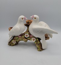 Enesco Vintage Candleholder White Doves Birds 1979 Fine Porcelain 5.5&quot; VTG - £9.60 GBP