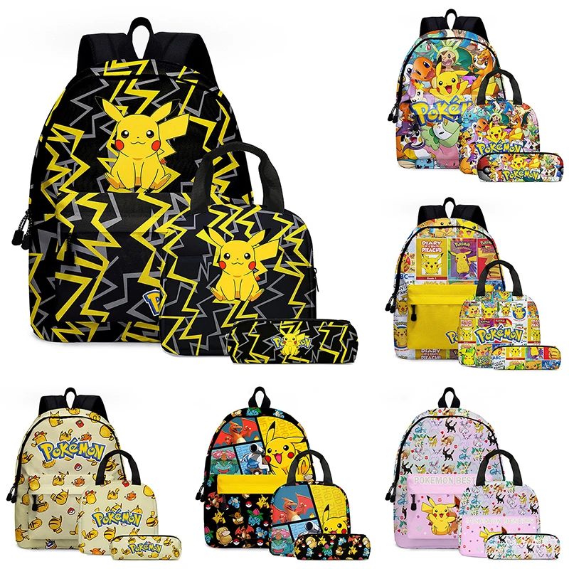 Cartoon Anime Pikachu Backpack Two-piece Set Pokemon kawaii Cute Anime F... - £26.61 GBP