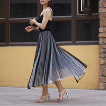 Gray Full Pleated Tulle Skirt Outfit Women Custom Plus Size Long Tulle Skirt image 10