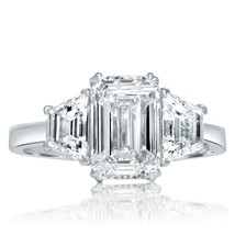 GIA 2.06CT D-VS1 3 Piedra Laboratorio Crecido Esmeralda Diamante (2.84TCW) Ring - £3,975.58 GBP