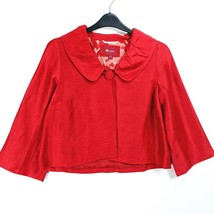 Monsoon Red Cropped One Button Linen Blend Blazer Size UK 12 - £17.80 GBP