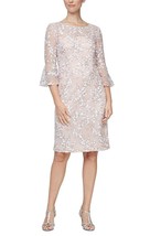 Alex Evenings Embroidered Sequin Sheath Dress Shell Pink Size 10 $169 - £42.83 GBP